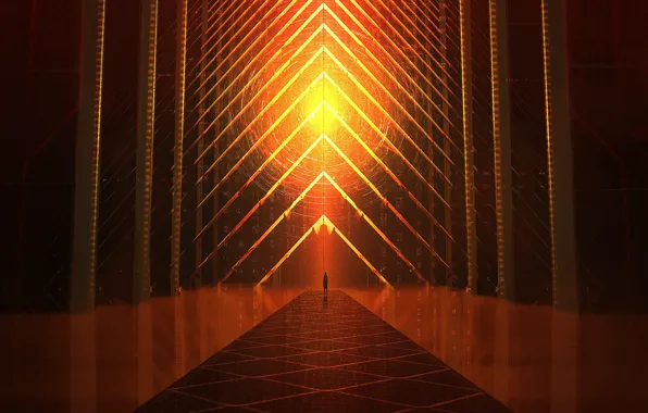 Мост, Человек, Свет, Силуэт, Light, Арт, Art, Bridge
