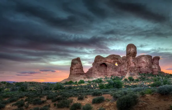 Небо, горы, природа, Arches National Park