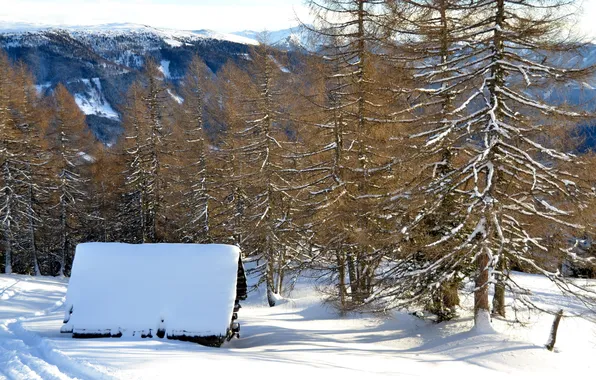 Картинка зима, пейзаж, дом