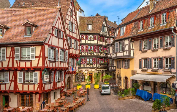 Картинка Франция, Дома, Город, Улица, Colmar