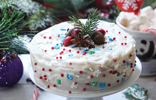 Картинка украшения, новый год, торт, крем, десерт, сладкое