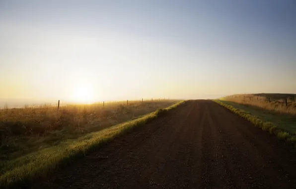 Дорога, пейзаж, природа, туман