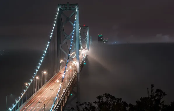 Картинка San Francisco, Bay Bridge, Fog Bound