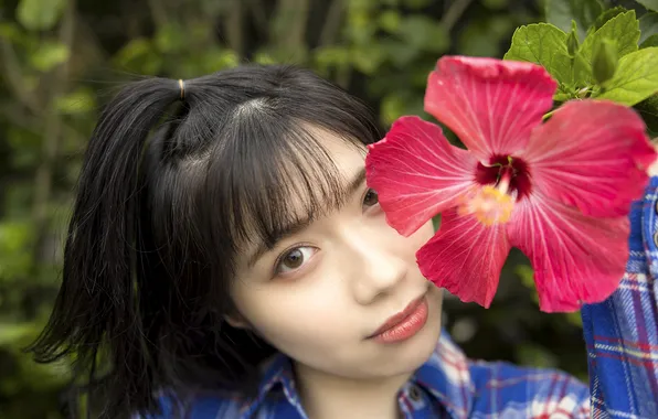 Beautiful, Asian, Model, Flower, Smile, Woman, Pretty, Japanese