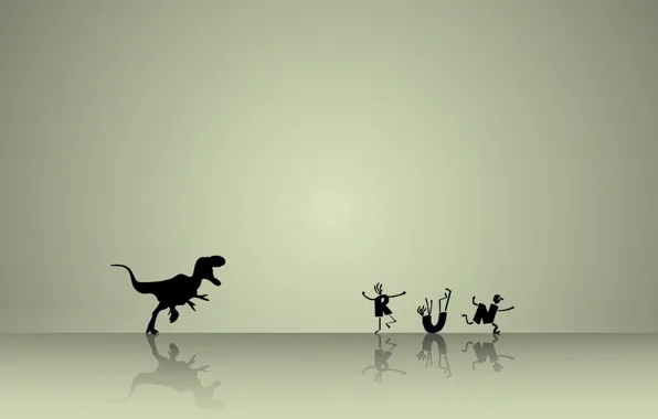 Картинка человечки, бег, Динозавр