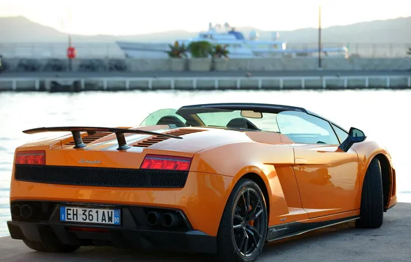 Спойлер, кабриолет, вид сзади, ламборгини, галлардо, lamborghini gallardo lp570-4 spyder performante