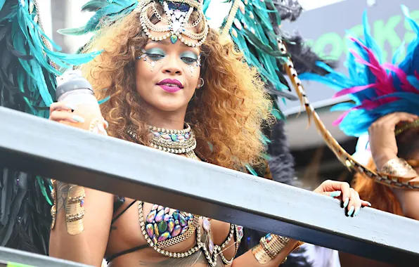 Грудь, девушка, тело, красавица, певица, карнавал, rihanna