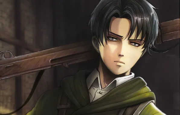 Взгляд, арт, парень, Shingeki no Kyojin, Вторжение титанов, Атака титанов, Леви