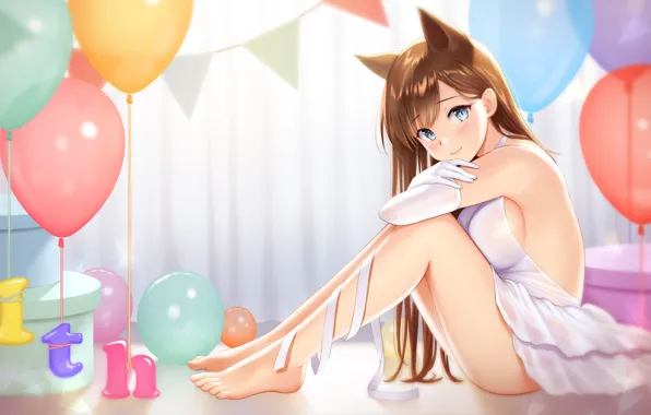 Girl, sexy, cleavage, long hair, dress, boobs, anime, blue eyes