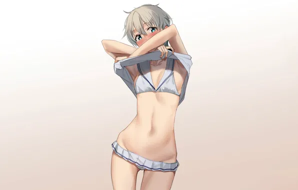 Girl, sexy, cleavage, boobs, anime, blue eyes, beautiful, short hair