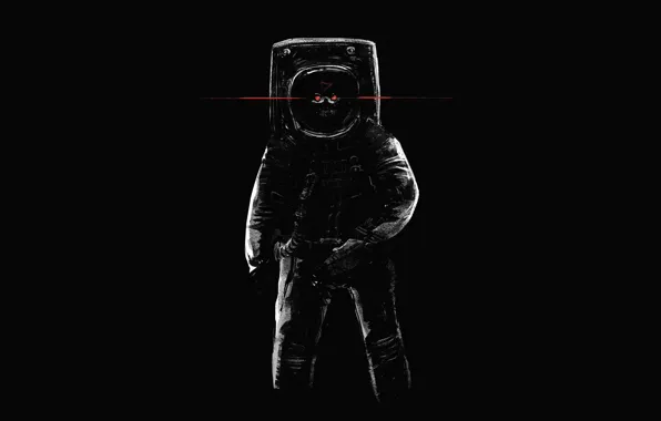 Минимализм, Череп, Астронавт, Глаза, Фон, Космонавт, Арт, Space