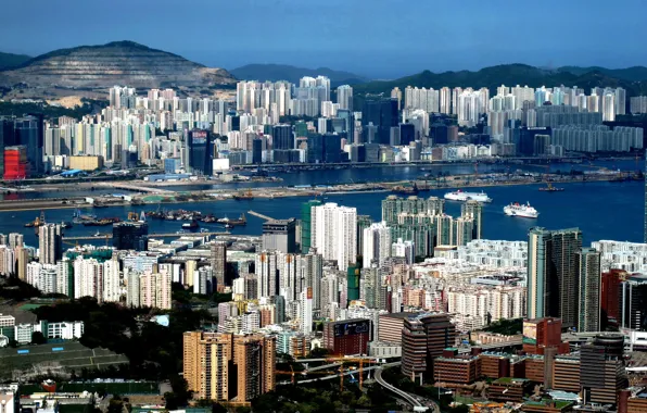 City, wallpaper, hongkong