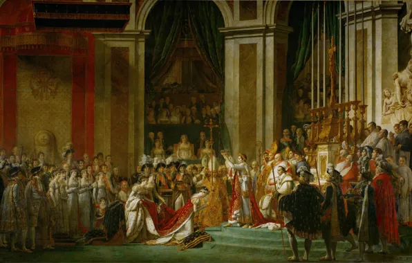 Картинка Наполеон, Жак Луи Давид, исскуство, Помазание императора, Коронация Наполеона