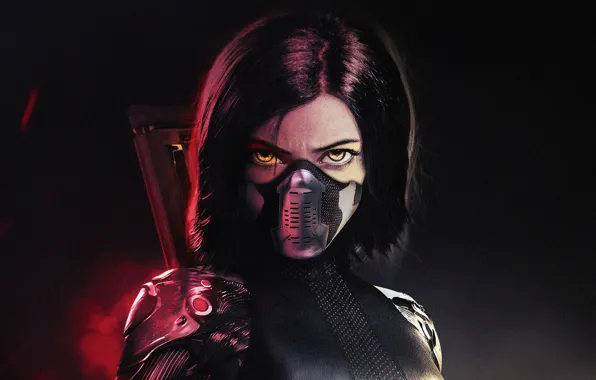 Картинка взгляд, девушка, маска, ALITA BATTLE ANGEL, Alita Battle Angel (2019)