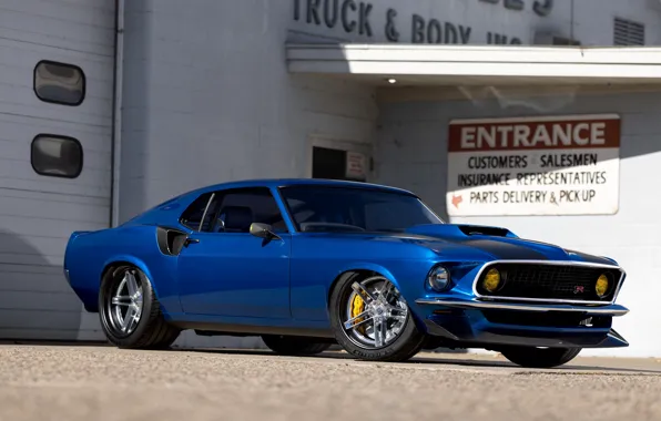 Mustang, Ford, 1969, House, Ford Mustang, Blue, SEMA, Ringbrothers
