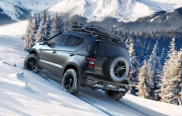 Авто, Concept, снег, горы, Wallpaper, Шеви, Niva, Chevrolet Niva Concept