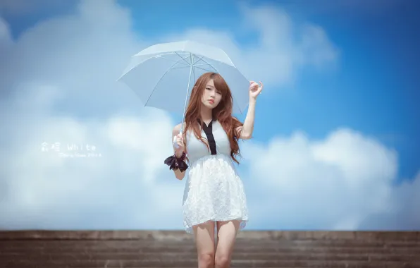 Картинка девушка, стиль, зонт, азиатка