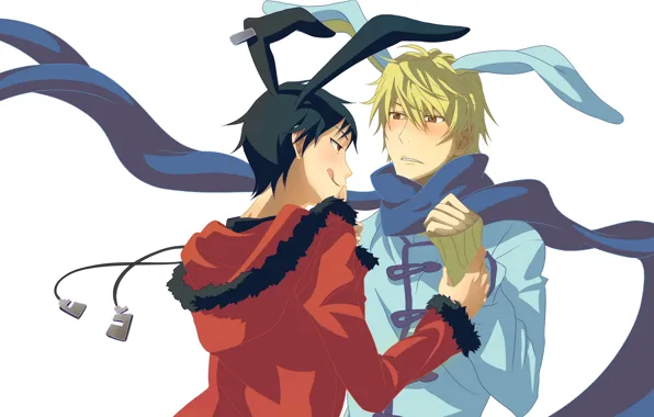 Зайцы, Durarara, Дюрарара, Шизуо Хейваджима, Изая Орихара, заячьи ушки