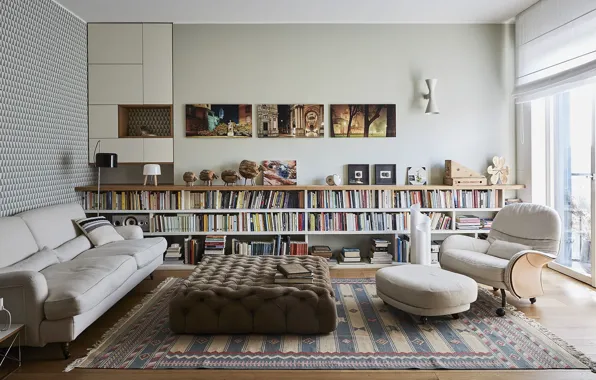 Дизайн, стиль, интерьер, Италия, библиотека, Милан, гостиная, Private Apartment in Milano