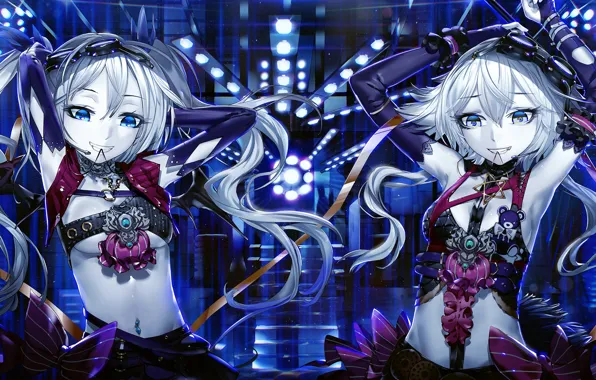 Девушки, аниме, арт, vocaloid, hatsune miku, gumi