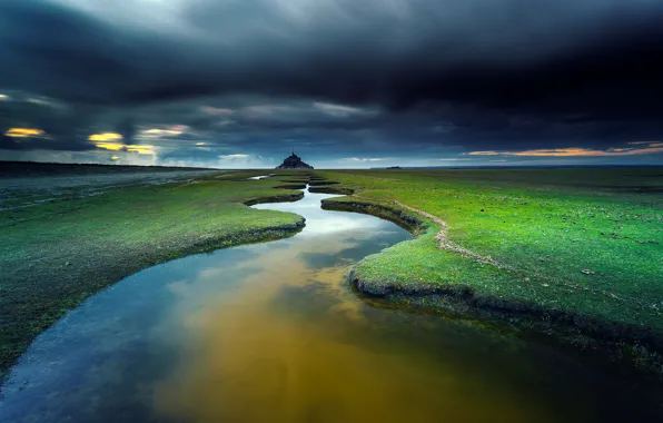 Картинка река, замок, берег, водоем