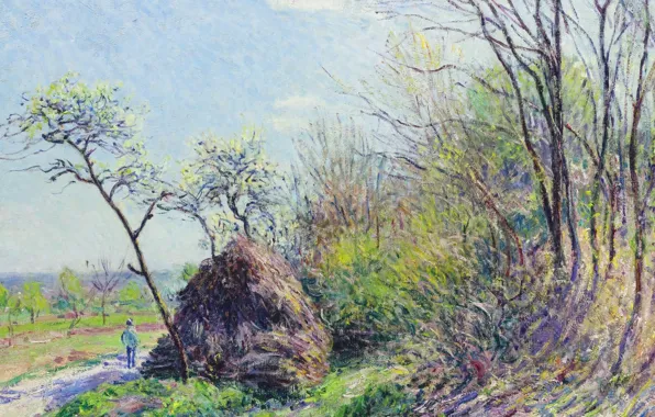 Картинка пейзаж, картина, Alfred Sisley, Альфред Сислей, Край Леса