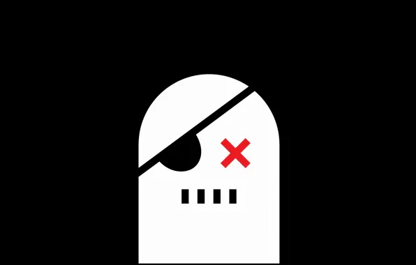 Red, Black, Logo, Skull, White, Minimalism, Minimalist, Teeth