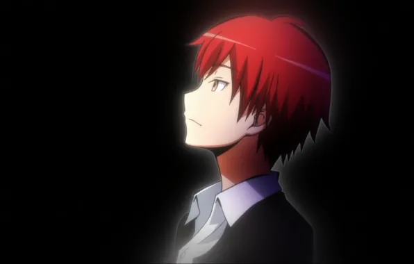 Аниме, парень, black, anime, красные волосы, Класс убийц, Карма Акабанэ, Karma Akabane