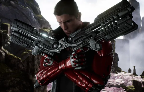 Gun, pistol, weapon, man, Paragon, Twinblast