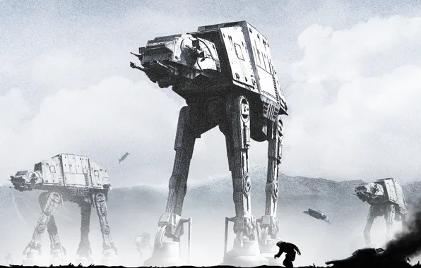 Робот, star wars, art, walker, The Empire Strikes Back, Star Wars: Episode V - The …
