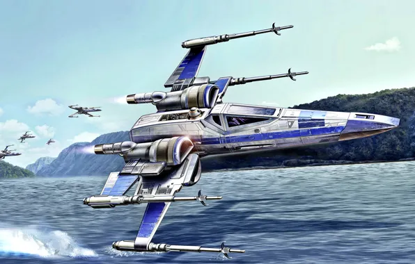 Картинка star wars, sea, airplanes, aviation, artwork, movies, high detail