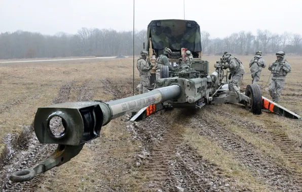Пушка, Soldiers, U.S. Army, M777A2, 155 mm