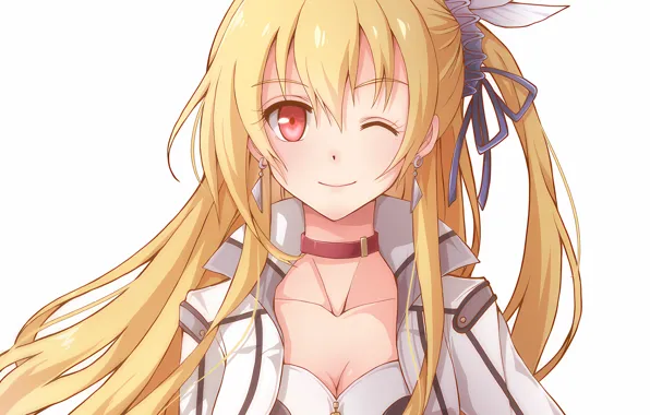 Girl, sexy, cleavage, blouse, long hair, boobs, anime, beautiful
