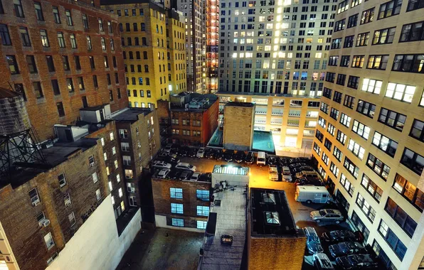 Картинка ночь, огни, нью-йорк, night, New York City, manhattan, nyc, financial district