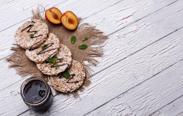 Еда, wood, джем, салфетка, слива, хлебцы, Bread