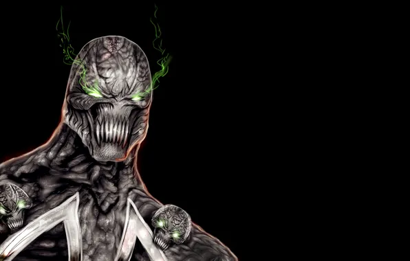 Демон, черепа, demon, черный фон, зеленые глаза, Spawn, Спаун