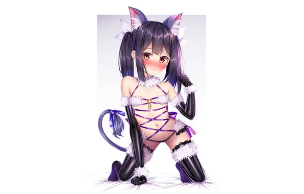 Girl, sexy, cleavage, thighhighs, long hair, boobs, anime, beautiful
