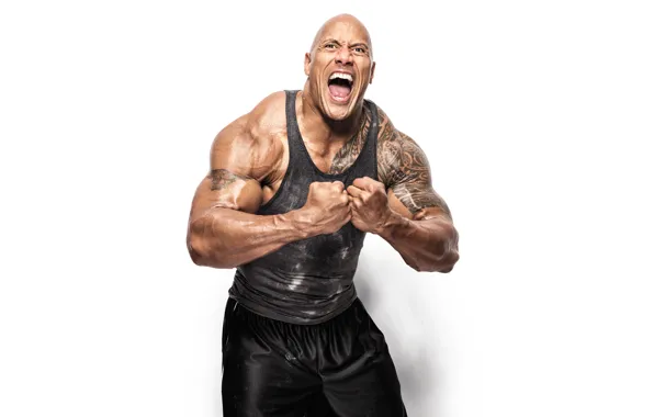 Картинка actor, scream, tattoos, Dwayne johnson, musculation