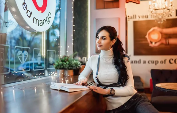 Bar, model, brunette, pose, Георгий Дьяков