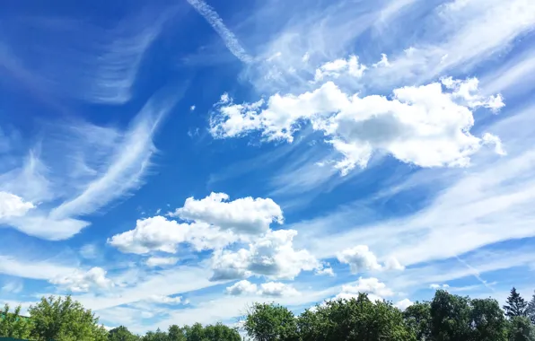 Лето, небо, облака, безмятежность, summer, sky, infinity, clouds