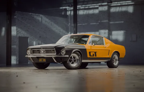 Mustang, Ford, Авто, Ретро, Машина, Форд, Арт, Fastback