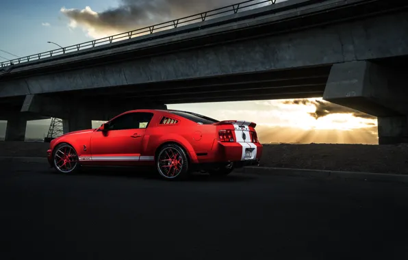 Mustang, Ford, Shelby, GT500, Muscle, Light, Red, Car