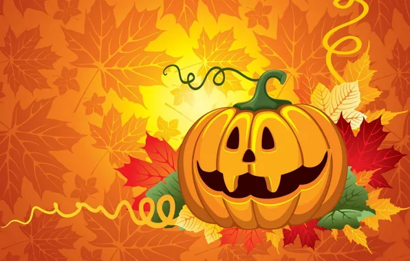 Листья, тыква, хэллоуин, halloween