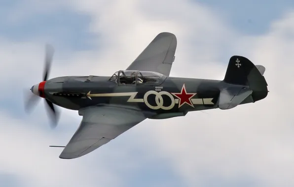 Картинка истребитель, полёт, советский, одномоторный, Як-3, Yak-3