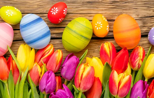 Цветы, яйца, весна, Пасха, тюльпаны, flowers, tulips, spring