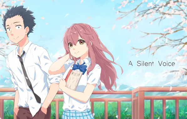 Девушка, мост, весна, парень, двое, Форма голоса, Koe No Katachi