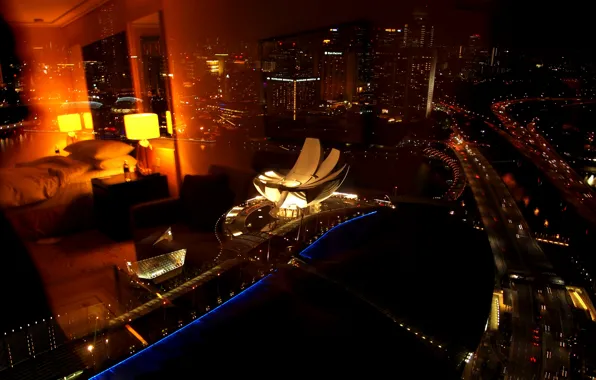 Ночь, Сингапур, night, Singapore