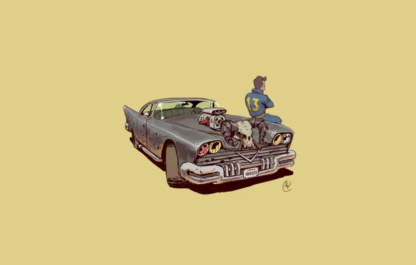Авто, Минимализм, Машина, Fallout, Art, Персонаж, Arroyo, Арройо