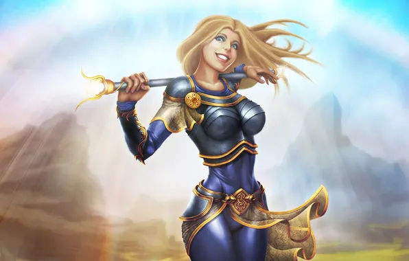 Грудь, девушка, улыбка, тело, красота, Lux, League of Legends, the Lady of Luminosity