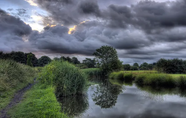 Пейзаж, ночь, река